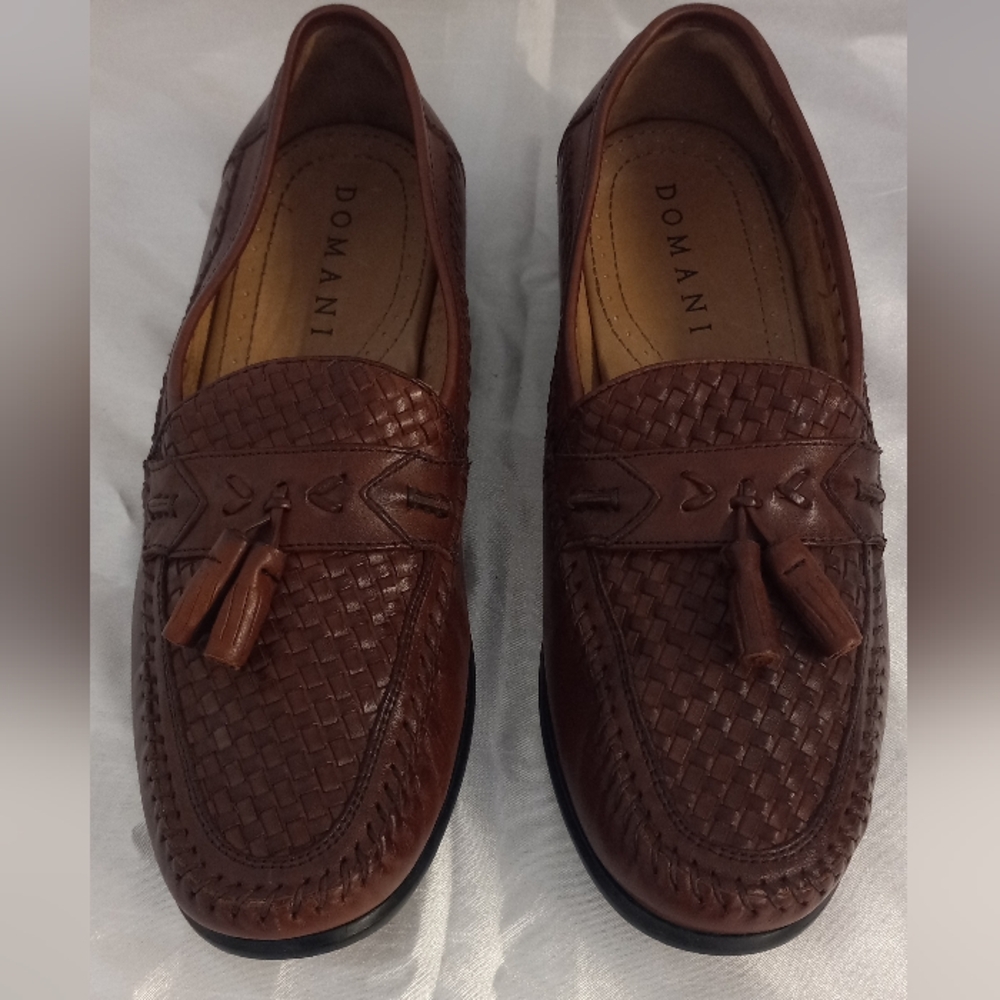 Domain Mens Brown Leather Loafers Size 9M